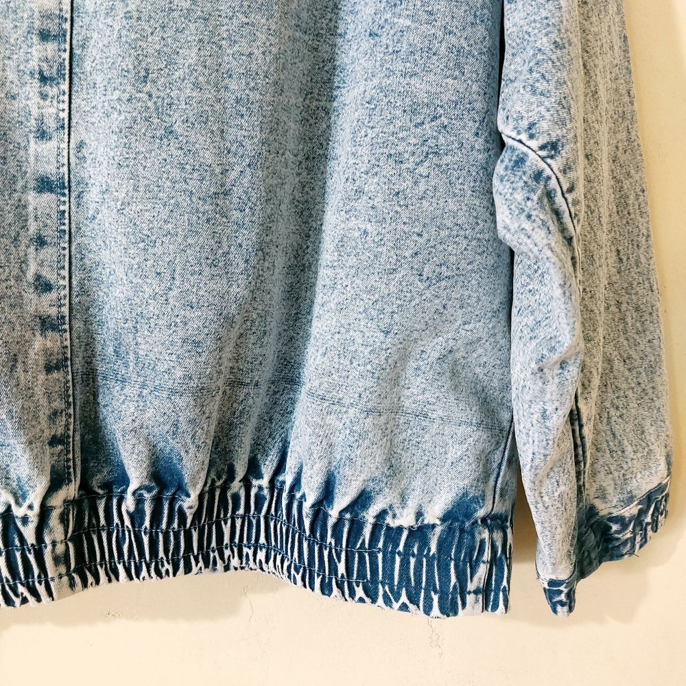 Vintage 80s Jazzino Acid Wash Butterfly Beaded Studded Collar Denim Jean Jacket - Picture 9 of 15
